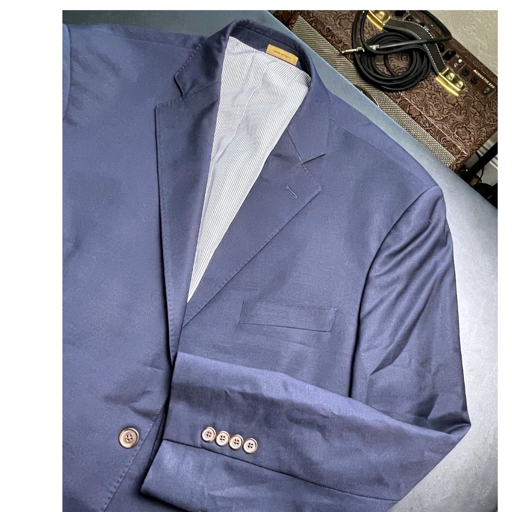 Brooks Brothers Explorer 48R Solid Navy Madison Fit Wool Blazer Pockets sown